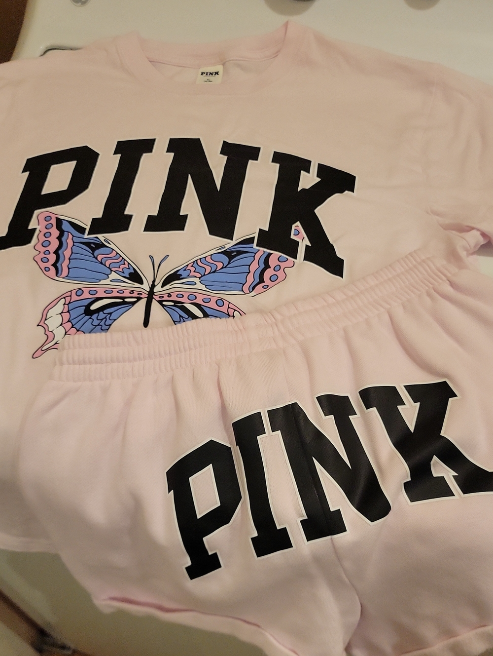 PINK Victoria's Secret Light Pink Butterfly Logo Set